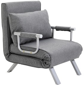 HOMCOM Fotel Relax z funkcją leżenia, łóżko dla gości, 65 cm x 69 cm x 80 cm, szary