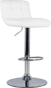 Zestaw 2 białych, wyściełanych taboretów "Kurt" ze skóry ekologicznej z podnośnikiem gazowym i podnóżkiem, 38,5 x 36,83 cm