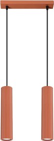 Lampa Wisząca Minimalistyczny Karbon, Aluminium - 2 Źródło - L.30 X H.90 Cm - Ochra Czerwona