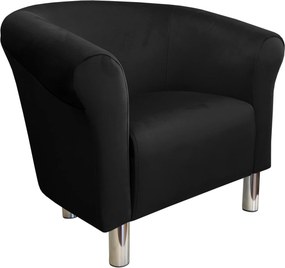 Fotel Milo tkanina Welur wygodny fotel tapicerowany do salonu i sypialni : Kolor nogi - Chrom, Kolor tkaniny - VELVET - MG19, Wysokość nogi - 15 cm