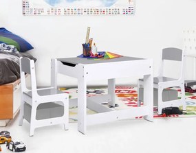 Szary wielofunkcyjny stolik z krzesłami dla dzieci F2-D90