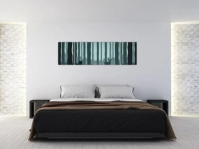 Obraz - Jeleń z wilkiem w skałach (170x50 cm)