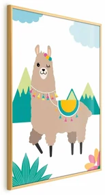 Plakat Niezwykła lama 21x30 cm z ramą złotą bez marginesu ARTGEIST B