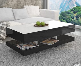 Stolik kawowy Tora 90x60 cm, kolor biało-czarny połysk