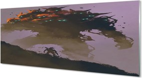 Panel szklany do Kuchni Mroczna Postać o Wielu Głowach