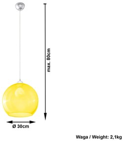 Szklana lampa wisząca kula LED E830-Bals - żółty