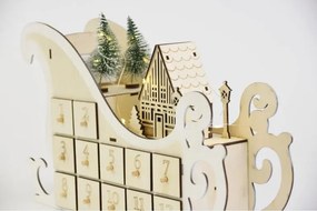 Kalendarz adwentowy świąteczny, sanie, 10 LED, na baterie