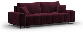 Bordowa aksamitna rozkładana sofa ze schowkiem 250 cm Wicklow – Cosmopolitan Design