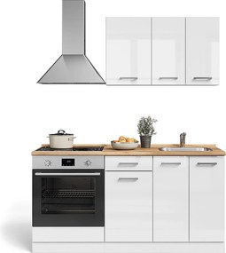 Pojedyncza kuchnia biały wysoki połysk/biały 160x46x81.6 r-line