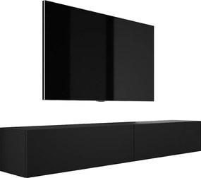 Zawieszana szafka pod telewizor, (2 x 100) x 34 x 32 cm, czarny mat