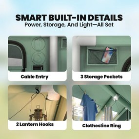Outsunny Nadmuchiwany Namiot 8-10 Osób Szybki Montaż 4-Sezonowy Wodoodporny Odporny na Zarysowania z Otworem na Piecyk i Świetlikami | Aosom PL