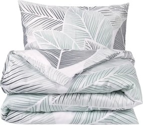 Matex Pościel satynowa Szare liście, 140 x 200 cm,70 x 90 cm
