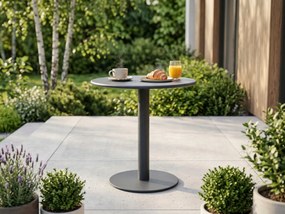 stolik ogrodowy okrągły 70 cm granat metalowy na taras, do ogrodu, kawiarni