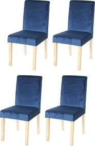 Krzesło do jadalni Littau aksamit (zestaw 4 szt.),  petrol-niebieskie, jasne nogi