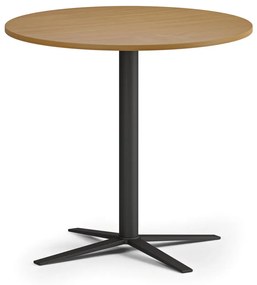 Stolik kawowy AURA, średnica 80 cm, czarna podstawa, buk