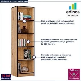 Otwarty regał z półkami dąb artisan + czarny W6-A74