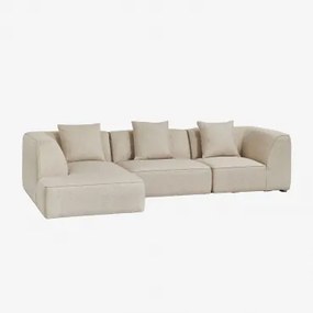 Sofa Modułowa Cardea Tapicerowana 3-częściowa Lewostronna Z Leżanką Tkanina Bouclé W Kolorze Kremowo-beżowym - Sklum