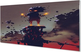 Panel szklany do Kuchni Postać wyłaniająca się z Dymu i Ognia