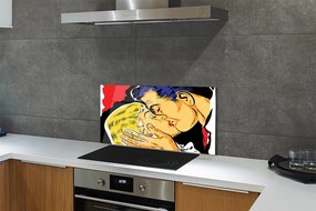 Szklany Panel Pocałunek Zakochanych