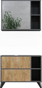 Zestaw mebli łazienkowych antracyt/dąb górski 80x30x62 leano