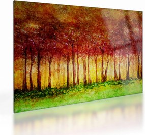 Obraz na szkle - Malowanie lasu liściastego (70x50 cm)