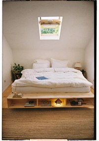 Łóżko dwuosobowe z litego drewna sosnowego ze stelażem 140x200 cm Merge – Karup Design