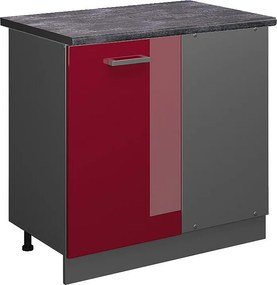 Szafka narożna czerwony połysk 86x60x81.6 r-line