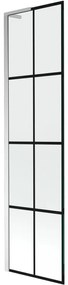 Mexen Next L parawan nawannowy 1-skrzydłowy 50 x 150 cm, czarna kratka, chrom - 895-050-000-03-77-01