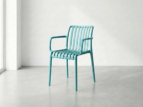 Plastowe krzesło TREGO z podłokietnikami, niebieskie