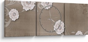 Obraz - Draperie z kwiatami (z zegarem) (90x30 cm)
