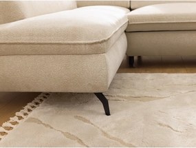 Beżowy narożnik z tkaniny szenilowej (lewostronny/w kształcie litery L) Marbeya – Ropez