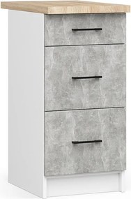 Szafka kuchenna AKORD S40 z blatem system OLIWIA Biała 40 cm 3 szuflady kolor Beton mat 40x46x85 cm