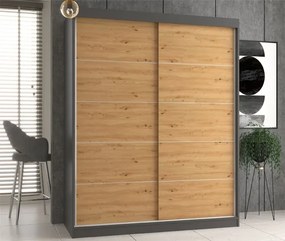 Garderoba z drzwiami przesuwnymi dąb artisan antracyt 160 cm M2-M37