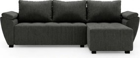 Rozkładana narożna sofa LIVARO 251x140 cm, ciemnoszara, uniwersalna