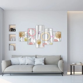 Abstrakcyjny obraz z dmuchawcami (125x70 cm)