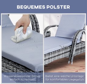 Outsunny Leżak Ogrodowy Technorattan Nowy Zestaw Leżaków Ogrodowych 3 Częściowy Komfortowy 200 cm Durable Dla Ogrodu | Aosom PL