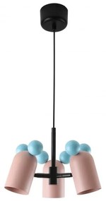 Jasnoniebiesko-różowa lampa wisząca z metalowym kloszem Mouse II – GTV