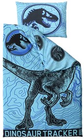 PrzytulneMieszkanie.pl PrzytulneMieszkanie.pl Świecąca pościel bawełniana JURASSIC WORLD w kolorze niebieskim Rozmiar pościeli: 70 x 90 cm | 140 x 200 cm