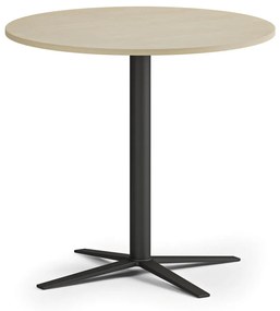 Stolik kawowy AURA, średnica 80 cm, czarna podstawa, brzoza