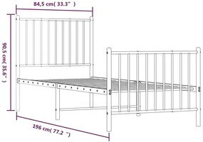 Czarne metalowe łózko pojedyncze 80x200 cm jasnobrązowy