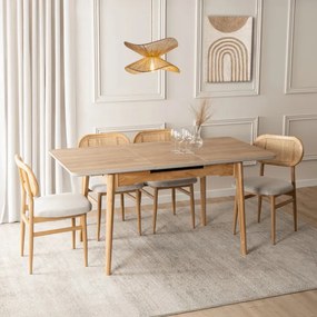 Stół Rozkładany Prostokątny SAMER 120-160 cm Ceramiczny Dąb Nowoczesny