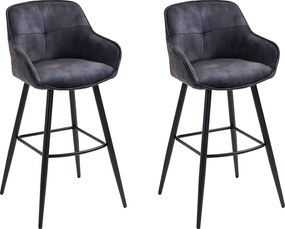 Zestaw 2 krzeseł barowych - tkanina i metal - antracyt - SHERRY