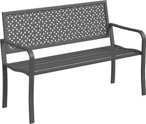 Outsunny Ławka ogrodowa 2-osobowa Metalowa odporna na warunki atmosferyczne Ławka zewnętrzna z odpornym na rdzę oparciem, geometryczna do 240 kg | Aosom PL