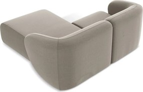 Jasnobrązowy aksamitny narożnik (prawostronny/z szezlongiem) Lani – Makamii