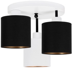 Lampa sufitowa biała trzypunktowa z czarno-białymi abażurami C-3030WE-