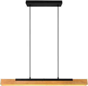 Lampa wisząca LED w kolorze matowej czerni z drewnianym kloszem Kerala – Trio