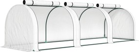 Outsunny Tunel foliowy, 3 okna z zamkiem błyskawicznym, stalowy stelaż, wytrzymała plandeka, 295 x 100 x 80 cm, Biały | Aosom PL
