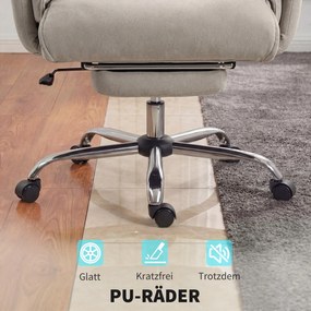 HOMCOM Fotel biurowy odchylany Regulacja wysokości Krzesło biurowe z podłokietnikami podnóżkiem wysokie oparcie 75 x 77 x 110-118 cm Szary | Aosom PL