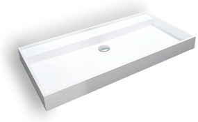Umywalka nablatowa / ścienna PB2007Odlew mineralny - Biały mat - 90 x 45 x 10 cm