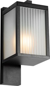 Inteligentny kinkiet zewnętrzny czarny z żebrowanym szkłem z WiFi A60 - Charlois